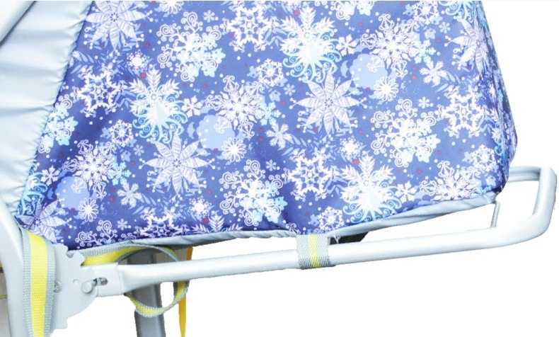 Санки-коляска ™Galaxy - Снежинки, синие с колесами и тентом  